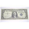 Image 1 : 1957 B SERIES $1 SILVER CERTIFICATE BILL SERIAL # W40148370A *PLEASE LOOK AT PIC TO DETERMINE GRADE*