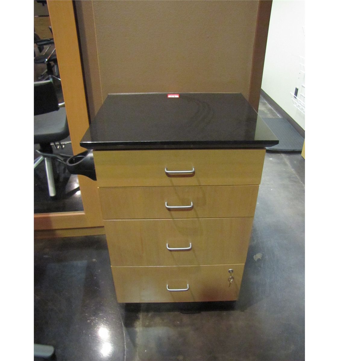 SALON 4 DRAWER WORKSTATION WITH BLACK GRANITE TOP