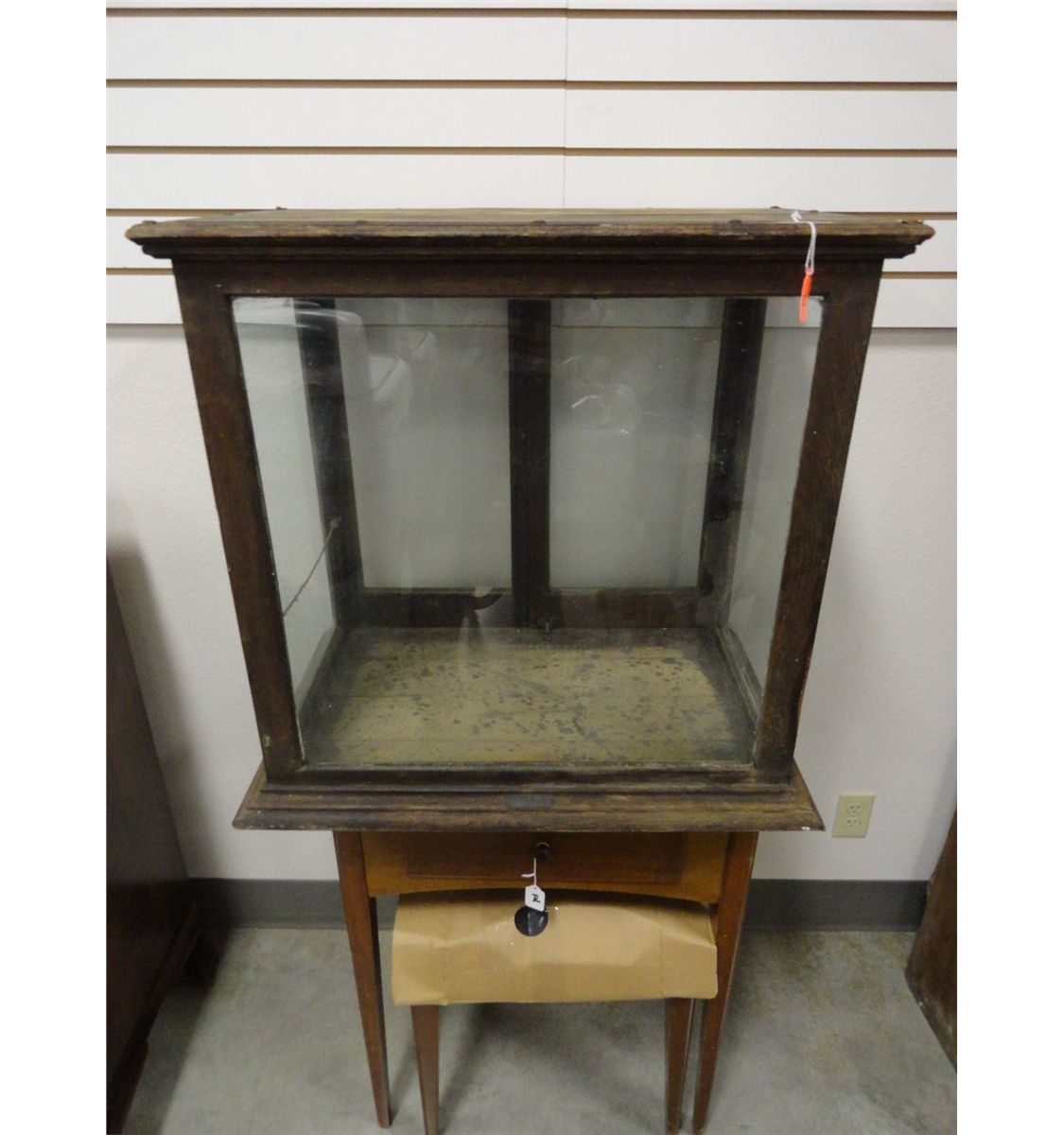 2Medium display cases, 25’’, one is marked Sun Mfg. Company, Columbus