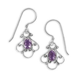 Small Fancy Amethyst Earrings on French Wire