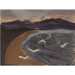 Tony O'Malley HRHA (1913-2003) - CLIFFS, ST. IVES and SEAGULLS WITH MOUNTAINS BEYOND, ST. IVES, 1967