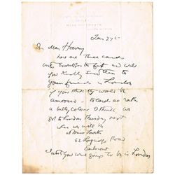Jack Butler Yeats RHA (1871-1957) - ILLUSTRATED HALF LETTER FROM JACK BUTLER YEATS TO THOMAS ARNOLD 