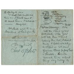 Jack Butler Yeats RHA (1871-1957) - ILLUSTRATED LETTER FROM JACK BUTLER YEATS TO THOMAS ARNOLD HARVE