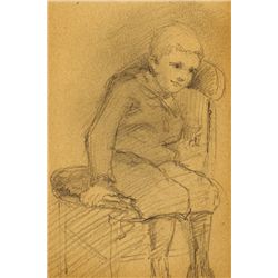 Sarah Henrietta Purser HRHA (1848-1943) - BOY ON A CHAIR