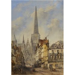 Thomas Richard Colman Dibdin (1810-1893) - CONTINENTAL TOWN SCENE, 1875