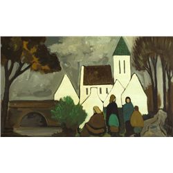 Markey Robinson (1918-1999) - CHATTING AFTER MASS