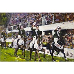 Michael Hanrahan (b.1951) - TEAM IRELAND WINNING THE AGA KHAN CUP, DUBLIN HORSE SHOW, RDS, AUGUST 20
