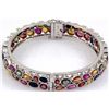 Image 1 : Semi-Precious Bangle Bracelet Rainbow 92.5 Sterling Sil