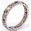 Image 2 : Semi-Precious Bangle Bracelet Rainbow 92.5 Sterling Sil