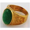 Image 1 : Natural Oval Jade Set in Yellow Sterling Silver Men's R