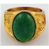 Image 2 : Natural Oval Jade Set in Yellow Sterling Silver Men's R