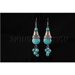 76.83ctw Dangling Turquoise Silver Earring