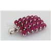 Image 2 : 25.74CTW Pink Ruby Cluster Design Silver Pendant