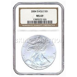 Certified Uncirculated Silver Eagle 2004 MS69