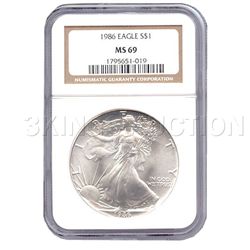 Certified Uncirculated Silver Eagle 1986 MS69