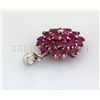 Image 2 : 26.08CTW Flower Cluster Pink Ruby Silver Pendant