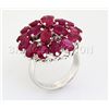 Image 2 : 46.55CTW Flower Cluster Pink Ruby Silver Ring