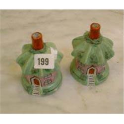 Pair of Staffordshire cottage pastille burner...