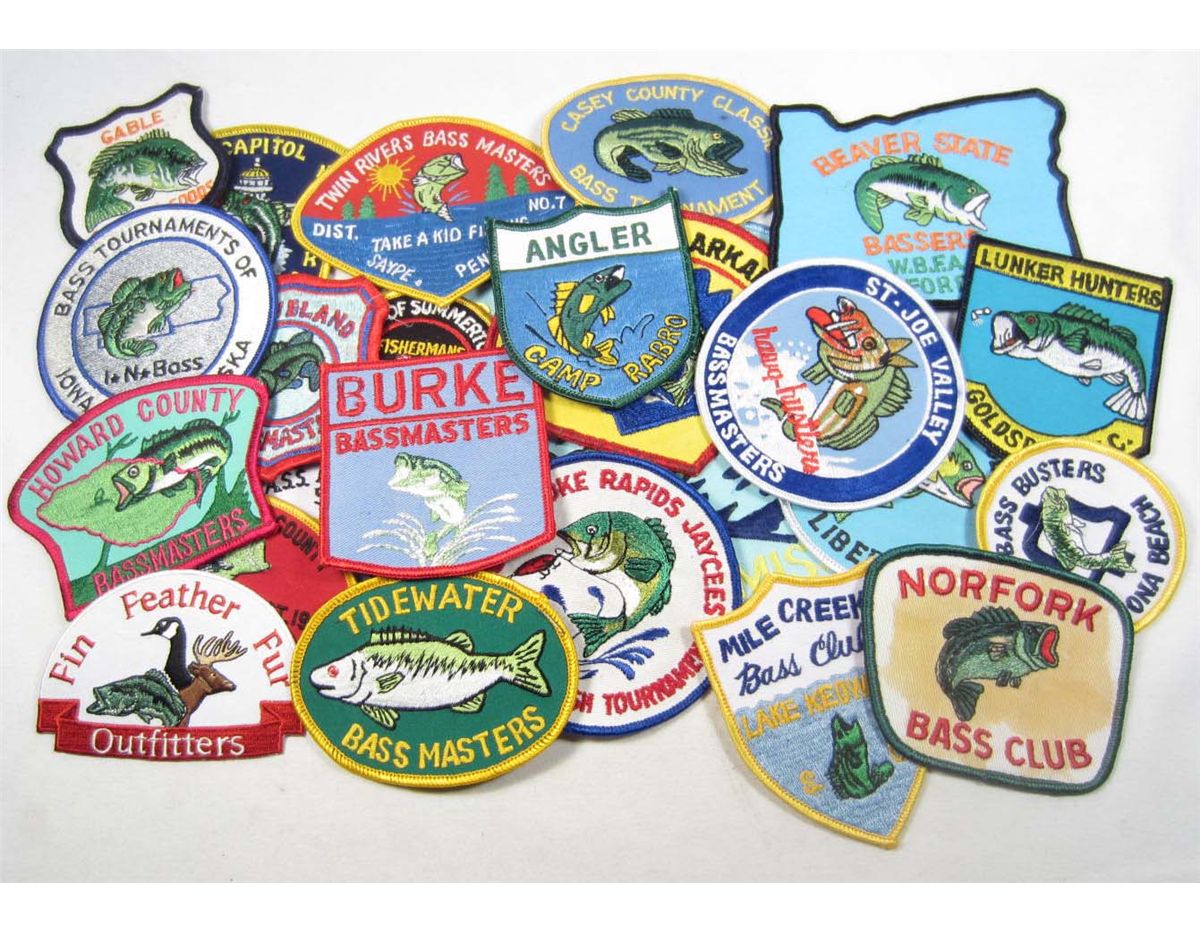 LOT OF 24 BASS FISHING PATCHES