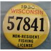 Image 1 : Rare Wisconsin Non-Resident Fishing Pin