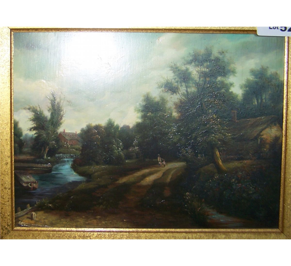 ANTIQUE OIL ON MASONITE BOARD PAINTING