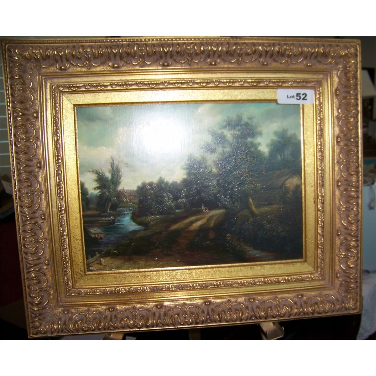 ANTIQUE OIL ON MASONITE BOARD PAINTING