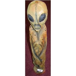 RICK ROWLEY HAND CARVED ALIEN WOOD SCULPTURE