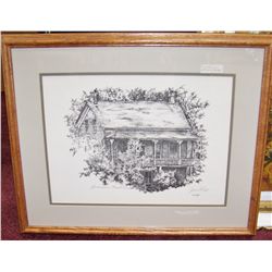  Gubenhain-Fausel House1985  Ink Drawing Signed Jonni Hill