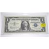 Image 1 : 1957 SERIES B SILVER CERTIFICATE $1 SERIAL # W92068754A *EXTREMELY RARE AU HIGH GRADE*!!