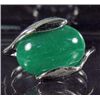 Image 1 : 2617 - SILVER TONE RING W/HORIZONTAL JADE COLOR STONE - SZ  7.5