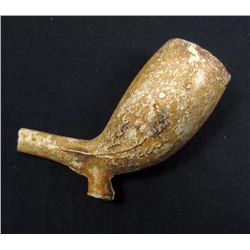 4989 - CIRCA 1840-1860 - CLAY PIPE BOWL W/ FLOWER DESIGN ON BOTH SIDES