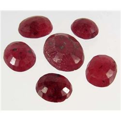 5162 - 55.7 CT - LOT OF 6 - OVAL CUT NATURAL BLOOD RED RUBIES