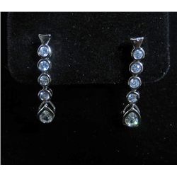 5243 - WHITE GOLD PLATE DROP EARRINGS W/ WHITE TOPAZ - 17.4 CTW