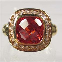 8360 - 18K GOLD PLATE GEMSTONE RING - SIZE 7