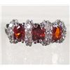Image 1 : 8442 - 14K WHITE GOLD PLATE RUBY & SWAROVSKI CRYSTAL RING