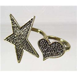 8660 - STAR & HEART DOUBLE FINGER RING