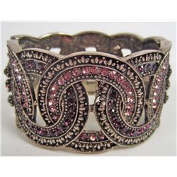 8889 - LAVENDER & PURPLE SWAROVSKI CRYSTAL CUFF BRACELET