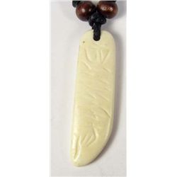 9031 - TIBETAN CARVED OX BONE SYMBOLS PENDANT