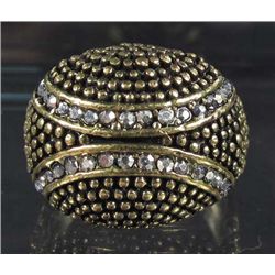 4900 - ANTIQUED BRONZE COLOR RING W/ CZ'S - SZ 9.25