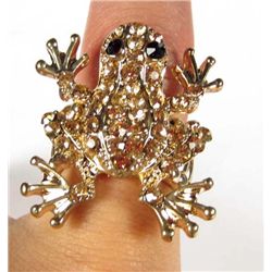 7584 - ROSE GOLD GOLD PLATED AND SWAROVSKI CRYSTAL FROG RING