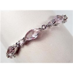 8571 - WHITE GOLD PLATED PINK SAPPHIRE AND TOPAZ BRACELET