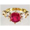 Image 1 : 8615 - GOLD PLATED RUBY AND TOPAZ RING - SIZE 6