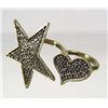 Image 1 : 8637 - STAR & HEART DOUBLE FINGER RING