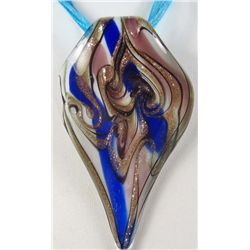 8995 - MULTI COLORED LEAF LAMPWORK MURANO GLASS PENDANT