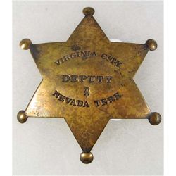 9074 - NEVADA TERRITORY VIRGINIA CITY DEPUTY BRASS STAR LAW BADGE