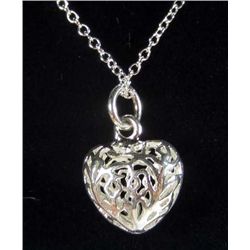 9174 - SILVER HEART PENDANT W/ CHAIN MARKED .925