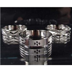 4738 - LOT OF 3 - ENGRAVED SILVER BAND RINGS - MARKED .925 - SZ 9-10  - 6.51 G