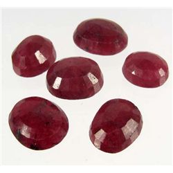 5132 - 71.5 CT - LOT OF 6 - OVAL CUT NATURAL BLOOD RED RUBIES