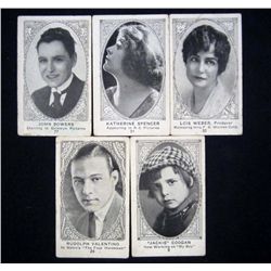 5737 - LOT OF 5 - 1920'S AMERICAN CARAMEL COMPANY MOVIE ACTOR COLLECTORS CARDS