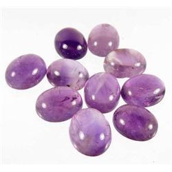 6341 - 28.9 CTW - LOT OF 10 - NATURAL OVAL CABOCHON AMETHYST - 7 MM- 9 MM
